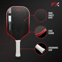 Raquette de pickleball en fibre de carbone FX 3K, noyau en polypropylène alvéolé de 16 mm, raquette légère pour adultes et enfants, design sans bordure