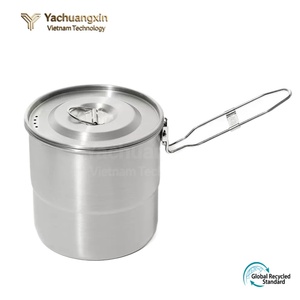 Marmite de camping en acier inoxydable avec couvercle et poignée pliable pour la cuisine en plein air - Product Image 3