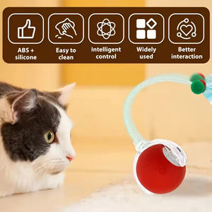Pelota de Juguete para Gatos de Piel de Conejo, Material de Piel de Conejo Real, Resistente a Mordidas y Arañazos, Juguete para Gatos de Interior, Entretenimiento para Gatos - Product Image 5