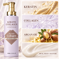 Ensemble de soins capillaires à la kératine et au collagène en 4 pièces avec shampoing et après-shampoing de 800 ml, huile capillaire et traitement revitalisant en profondeur, marque privée