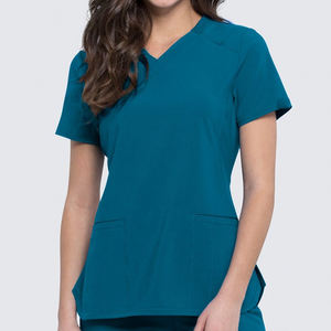 Scrubs da infermiera in Denim personalizzato direttamente alla moda manica corta a scollo a V uniforme da <span class=keywords><strong>lavoro</strong></span> Spandex prezzo di fabbrica stampato da <span class=keywords><strong>lavoro</strong></span> - Product Image 5