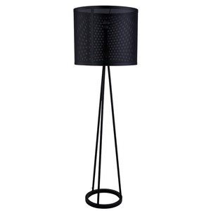 Modern Vintage LED Standing Floor Lamp with <b>Black</b> Fabric <b>Shade</b> and Iron Base for Hotel Villa Living Room Bedroom Bedside Decor - Product Image 2