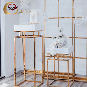 Pedestales Cilíndricos Decorativos Románticos y Elegantes para Bodas, Soportes de Acero Inoxidable, Juego de Exhibición - Product Image 2