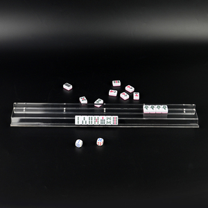 Elegante Soporte de Acrílico Transparente Personalizado para Mahjong con Empujadores, Diseño Portátil para Jugar al Mahjong Clásico - Product Image 1