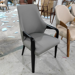 Silla de Comedor de Diseño de Lujo en Cuero, Reclinable, Simple y Concisa, de Madera Sólida, Silla de Ocio de Madera - Product Image 2