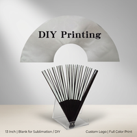 Éventail pliable personnalisé en bambou, grand format, avec logo imprimé par sublimation, pour fêtes, mariages, décoration, respectueux de l'environnement