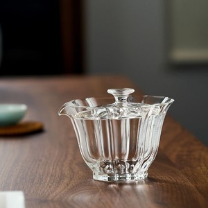 Service à thé en verre Gaiwan avec couvercle et infuseur pour cérémonie du thé vert, forme irrégulière, fond épais, haut de gamme - Product Image 3