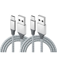 Kabel Pengisian Cepat USB 2.0 Tipe C 5V/3A 3ft 6ft Nylon Braided Berkualitas Tinggi dari Produsen, Transfer Data 480Mbps untuk Ponsel
