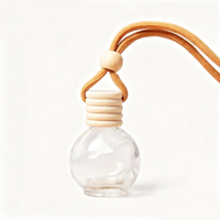 Bouteille diffuseur en verre rond de 16 ml en gros avec bouchon en bois, flacon vide pour parfum de voiture avec cordon pour l'emballage