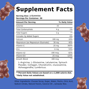 Wholesale Custom Height Growth Gummies with Calcium & Magnesium & Zinc Multivitamin and Minerals Supplement Promote - Product Image 2