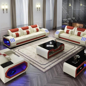 आधुनिक डिजाइनर बड़े चमड़े के सोफे को लिविंग रूम के लिए वास्तविक चमड़े के घर के फर्नीचर के लिए - Product Image 1