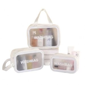 Custom Logo PU Leather PVC Transparent Clear Zipper Beauty Organizer <b>Storage</b> <b>Bath</b> Wash Cosmetic Makeup Bag - Product Image 4