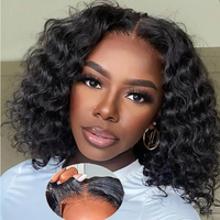 Perruques Courtes Bouclées Bob à 300% de Densité, Cheveux Humains, Perruque Complète HD en Dentelle Frontale, Fournisseur de Perruques Frontales Vierge Indiennes Brutes en Dentelle pour Femmes Noires