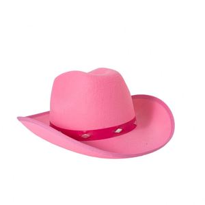 Venta caliente diseño europeo al aire libre adulto Rosa sombrilla sombreros moda poliéster fieltro sombreros de vaquero - Product Image 6