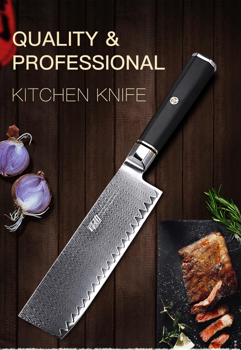 FINDKING 6.5 inch Octagonal Handle Kitchen Chef Knife 67 Layers Damascus Steel Nakiri Cleaver Knife