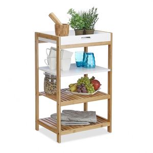 Modern Multifunctional Easy Assembly Home <b>Organizer</b> Space-Saving 4 Tier Bamboo Bathroom <b>Shelves</b> Ladder <b>Shelf</b> with Removable Tray - Product Image 1