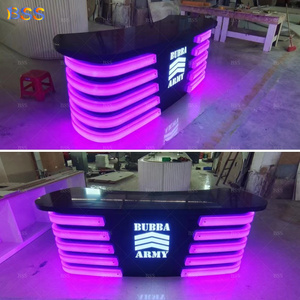 Mesa de <span class=keywords><strong>recepcionista</strong></span> de oficina Led moderna, mesa frontal de forma curva, mesa de recepción de salón médico de clínica de belleza contemporánea - Product Image 4