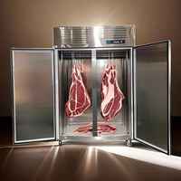 Unitech 1500L Congelador de exhibición de carne de acero inoxidable con enfriamiento directo, iluminación LED, 2 puertas, -15°C, refrigerante R22