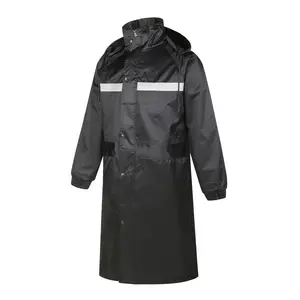 Factory Direct Sales Pongee Material Hooded Long Raincoat For Men Waterproof Long Rain Coat Raincoat