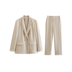 Supporto personalizzazione pantaloni <span class=keywords><strong>doppiopetto</strong></span> <span class=keywords><strong>gessato</strong></span> completo donna blazer e pantaloni set completo donna - Product Image 1