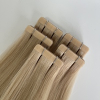 Extensions de cheveux Remy blonds européens à bandes adhésives 26-28 pouces, invisibles, double épaisseur, trame de peau, cheveux vierges en stock