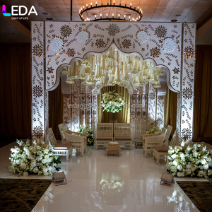 Mandap de mariage LEDA au design moderne personnalisé avec décorations sur le thème indien, décorations d'événements, toile de fond en PVC - Product Image 3