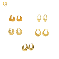Pendientes de Aro Gruesos Vintage con Bola, Chapados en Oro de 14K, de Acero Inoxidable Antideslustre, Joyería para Fiesta de Mujer