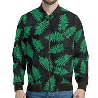 Blouson Bomber Homme Ample Coupe-Vent Grande Taille Style Urbain Hawaïen Imprimé Fougère Palapalai Personnalisable par un Designer
