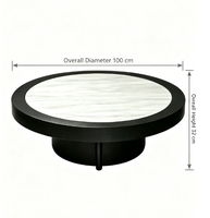 Table basse ronde en panneau de qualité E1, base cylindrique complète, OEM ODM personnalisé pour la vente en gros, mobilier résidentiel et contractuel