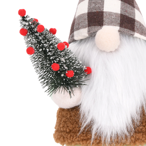 Gnomo Navideño de Peluche con Sombrero a Cuadros Buffalo y Cuello de Sherpa, Muñeco Sosteniendo un Árbol de Bayas Nevadas para Decoración de Cocina Rústica, Venta al por Mayor - Product Image 3
