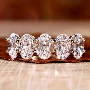 Bague unisexe en or massif 18 carats plaqué rhodium, sertie de pierres naturelles taillées ovales, motif géométrique, style hip-hop - Product Image 3