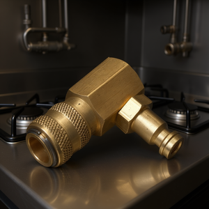 ข้อต่อทองเหลืองสำหรับแก๊ส แบบข้อศอก 90 องศา สำหรับชิ้นส่วนอุปกรณ์แก๊ส - Product Image 3