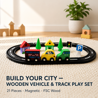 Circuit de train en bois avec système de rails, jouet Montessori pour le développement des capacités motrices, cadeau, logo personnalisé OEM ANNA & BECK