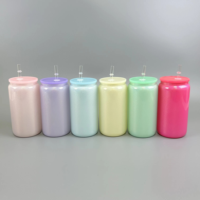 Offre Spéciale 16oz miroitant blanc Sublimation bière verre peut avec couvercle et paille étincelant arc-en-ciel irisé verre jus tasses gobelet