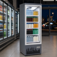 Vitrine réfrigérée verticale à porte vitrée simple, modes de refroidissement et de congélation, contrôle intelligent de la température pour usage commercial