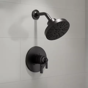 Juego de grifería de ducha OEM de fábrica con válvula de presión equilibrada mate, cabezal de ducha con manija negra y mezclador de ducha oculto de latón acabado. - Product Image 3