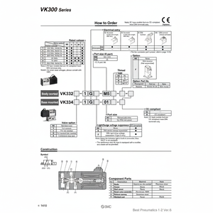 Soupape de commande VK332-5G-M5 électrovanne pneumatique SMC - Product Image 1
