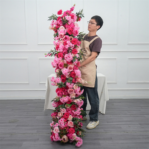 Wholesale Wedding Decorations Pink Silk Wedding Artificial Flower Row High Quality Flower <b>runner</b> - Product Image 3