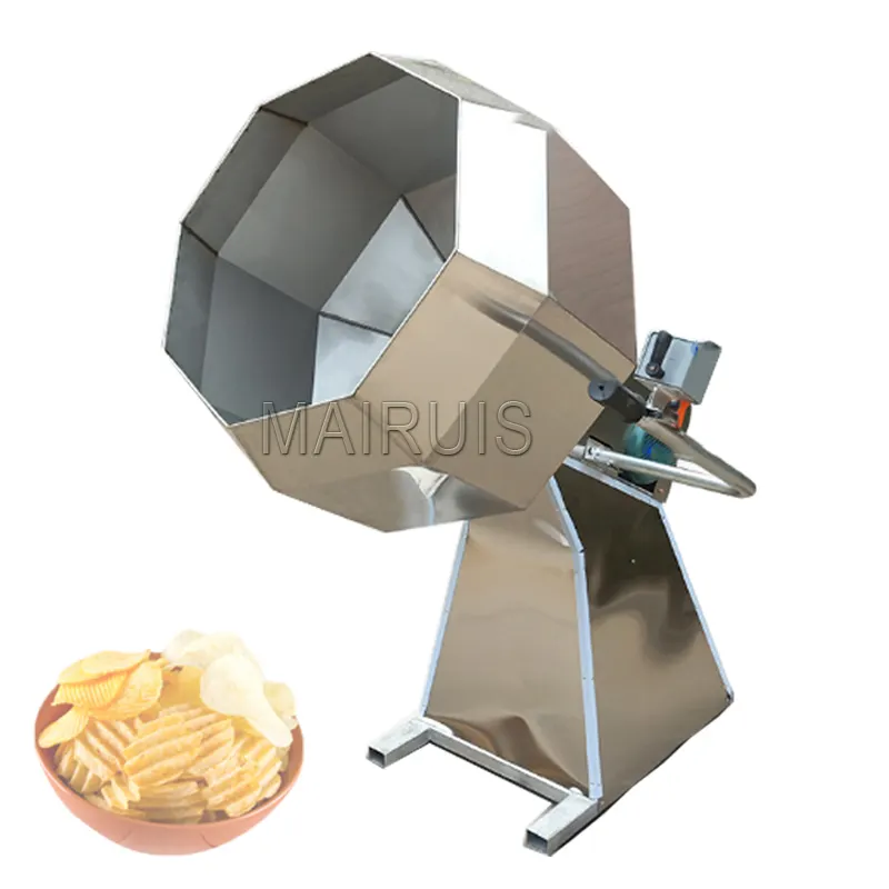 Mesin bumbu pakan hewan peliharaan/otomatis makanan ringan Chip Popcorn mesin penyedap/penyedap Mixer oktagonal Drum Mixer