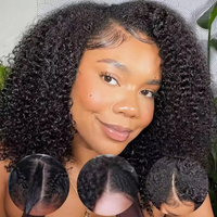 Perruque UPart 4A/4B/4C à cordon de serrage, cheveux humains afro crépus bouclés, sans extension, version améliorée, perruque en V, indienne, sans colle, demi-perruque pour femmes
