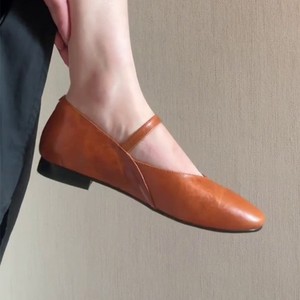 Round Toe Mary Jane Flats Genuine Leather T-<b>Strap</b> <b>Buckle</b> Closure Comfort Women All Seasons Solid Color - Product Image 4