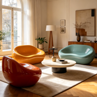 Ensemble de fauteuils et canapés sculpturaux contemporains en fibre de verre haute brillance pour salon et décoration intérieure