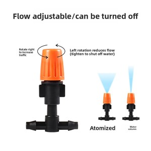 זרבובית ריסוס מתכווננת בצבע כתום-שחור עם יציאה יחידה <span class=keywords><strong>4</strong></span>/7 מ\"מ, מחבר טי שטוח, אביזרי לחות והשקיה חקלאית - Product Image 3