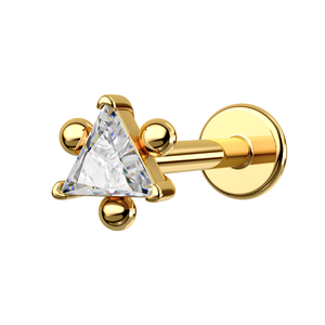 Pendientes de Titanio F136 con Zirconia Triangular Única, Tipo Labret, Parte Trasera Plana, para Conch, Helix, Niños y Bodas - Product Image 1