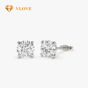 <span class=keywords><strong>VLOVE</strong></span> Nuevos Aretes de Oro con Cuatro Puntas, 14K, Diamante Redondo de 1CT Cultivado en Laboratorio, Joyería Clásica de Compromiso Geométrica para Mujer - Product Image 4