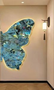 אריחי לברדוריט כחול מודרני מלוטש, לוח גדול בעובי 12 מ\\\"מ, עמיד, לסלון ומטבח בווילה, אחריות לשנה, עיצוב גרפי - Product Image 5