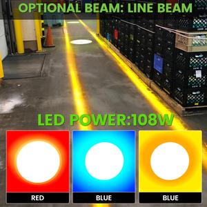 10-60V 7inch <b>Led</b> Virtual Line <b>Light</b> 108W <b>LED</b> Work <b>Light</b> Safety <b>Light</b> Danger Area <b>Light</b> for Warehouse - Product Image 2