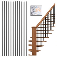 Pegangan Tangga & Railing Dek Besi Tempa Persegi Berongga 1/2" X 44" Hitam, Terpasang di Dek, dengan Garansi 1 Tahun