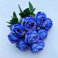 Bouquet de 9 roses artificielles en soie, 43 cm, aspect réaliste, pour mariage, bouquet de mariée, décoration de maison et d'hôtel