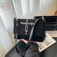 Sac à main vintage pour femme, carré, couleur unie, en daim et cuir, sac bandoulière pour le quotidien
